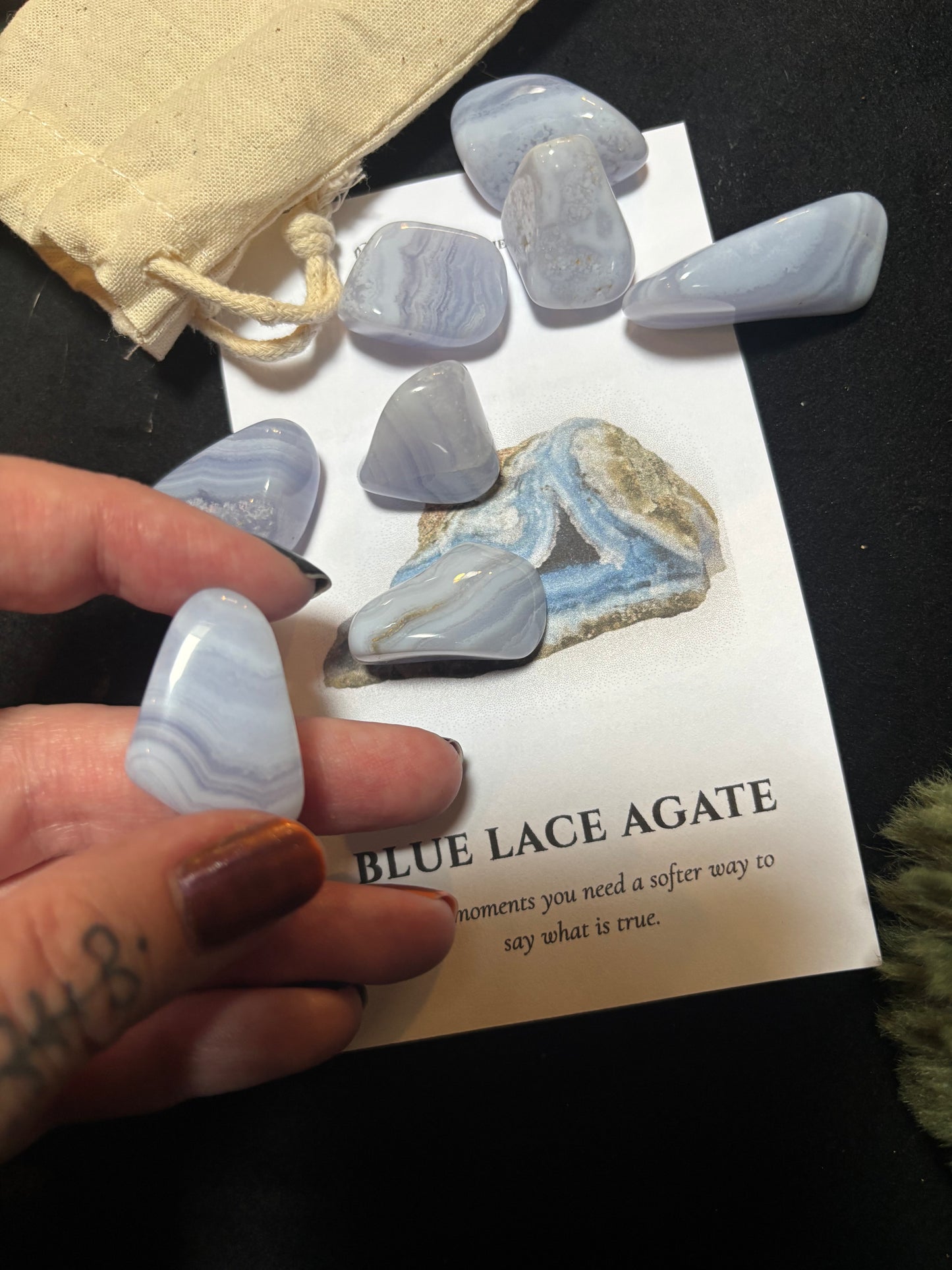 Blue Lace Agate Tumbled Stones