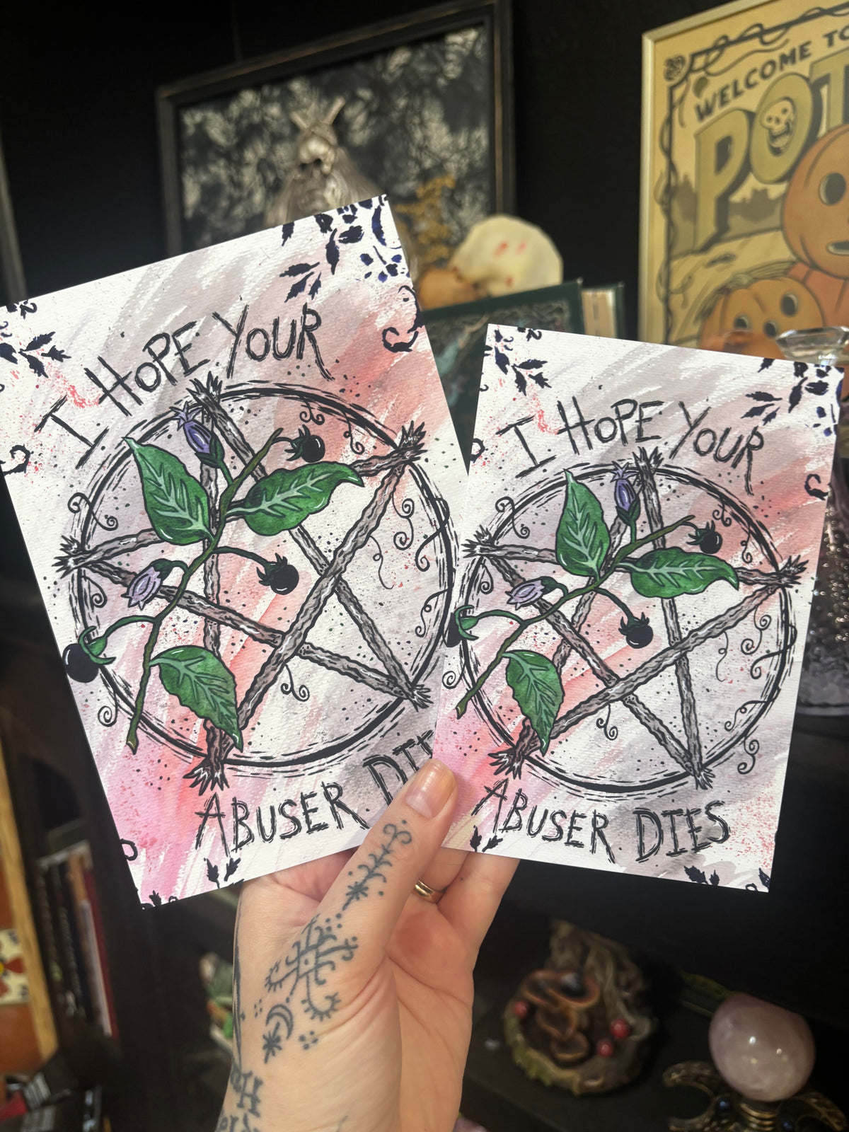 Deadly Nightshade Pentacle I Hope Your Abuser Dies Art Print
