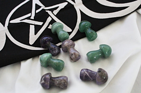 Crystal Mushrooms Amethyst and Green Aventurine