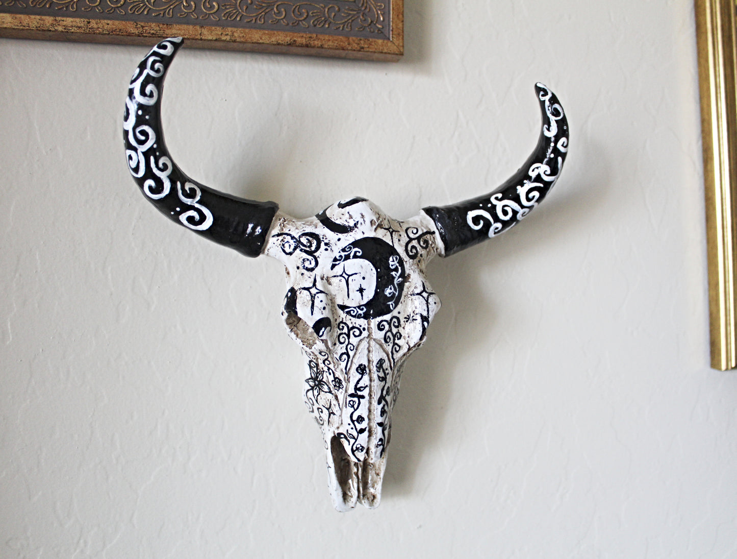Hand Painted Bull Skull Wall Hanging