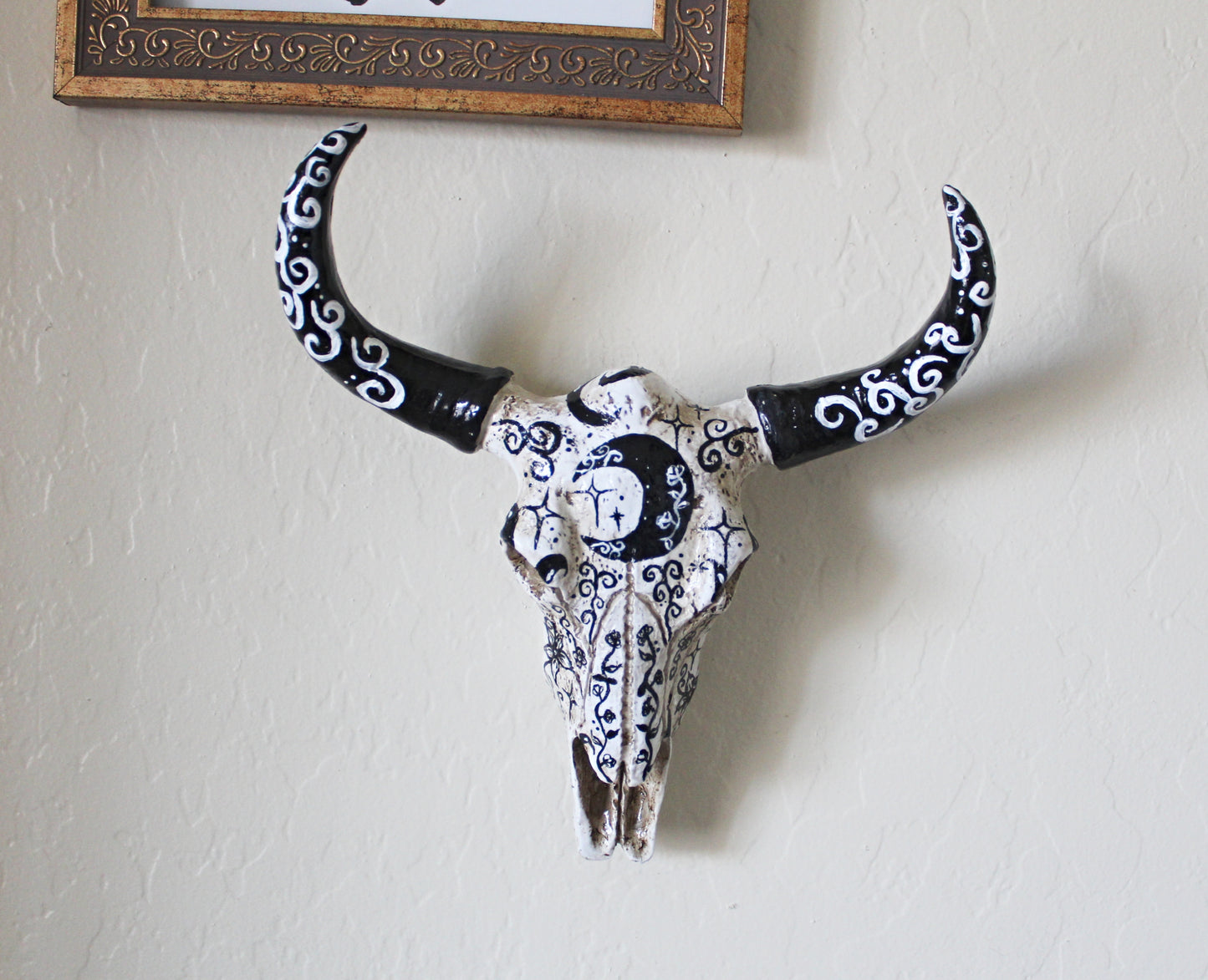 Hand Painted Bull Skull Wall Hanging