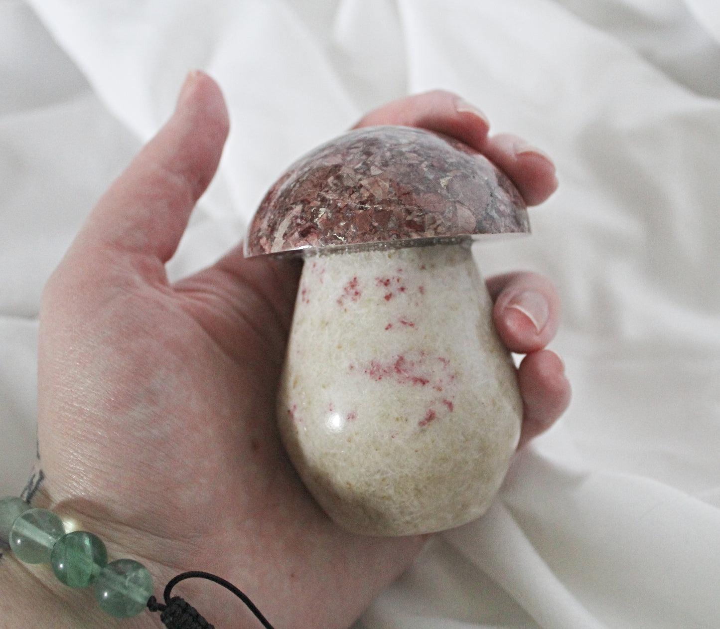 Cherry Blossom Thulite and Rose Granite Polished Mushroom