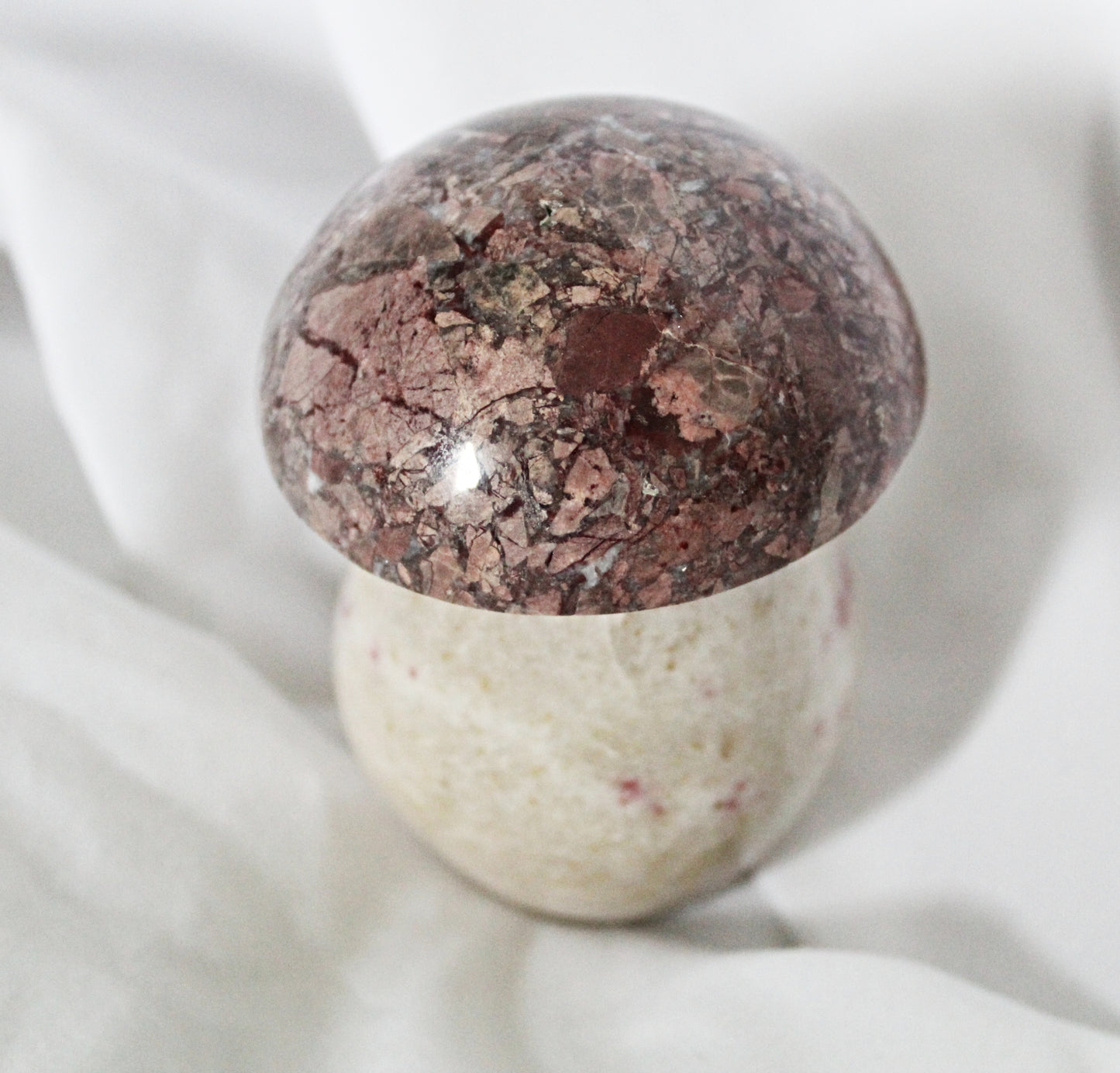 Cherry Blossom Thulite and Rose Granite Polished Mushroom