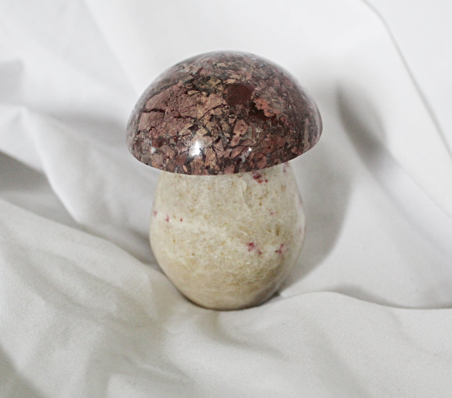Cherry Blossom Thulite and Rose Granite Polished Mushroom