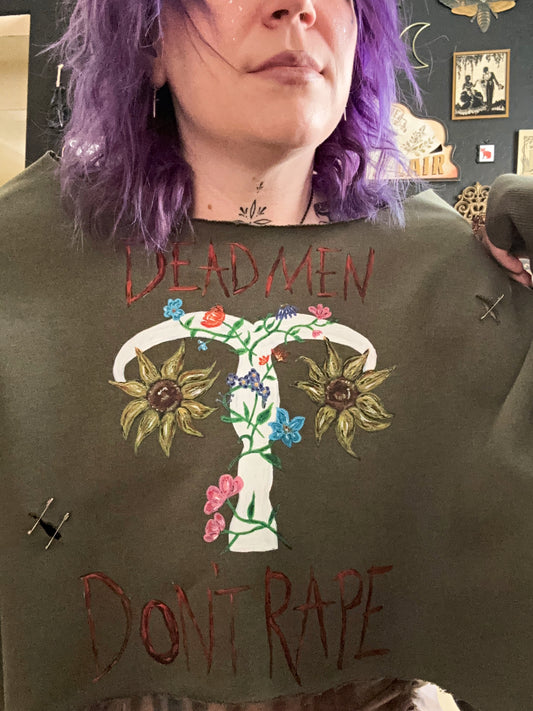 Cropped Grunge DMDR Olive Green Hoodie