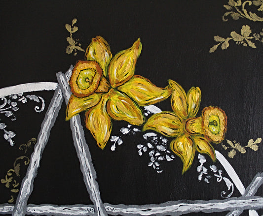 Large Pentacle Daffodil Sunflower Acrylic Painting