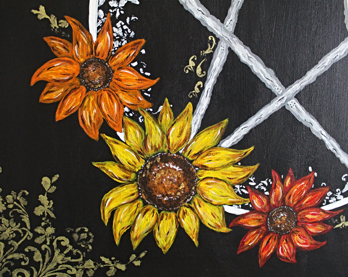Large Pentacle Daffodil Sunflower Acrylic Painting