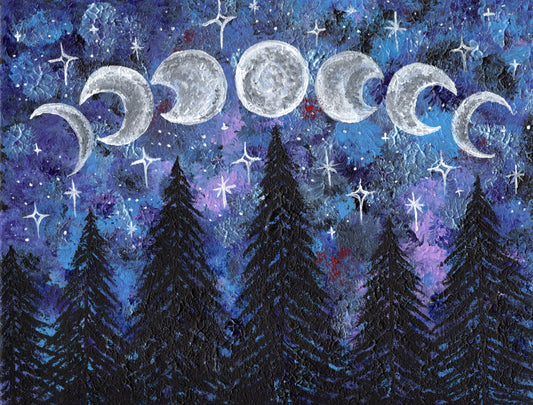 Moon Phases Forest Art Print