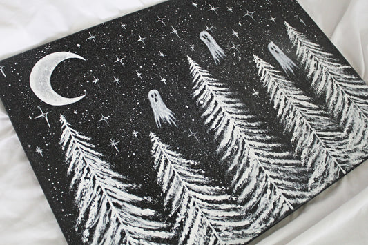 Ghost Forest Scene Acrylic Painting