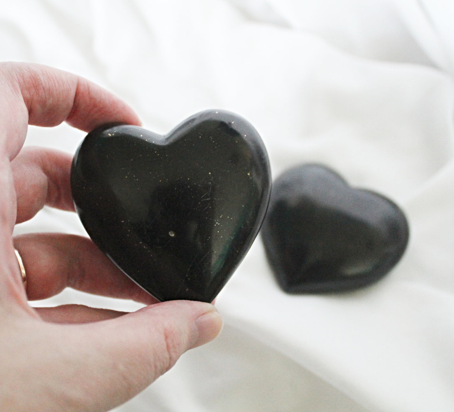 Black Jade Polished Heart