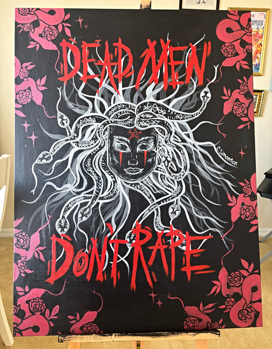 Medusa Dead Men Don't Rape Acrylic Painting