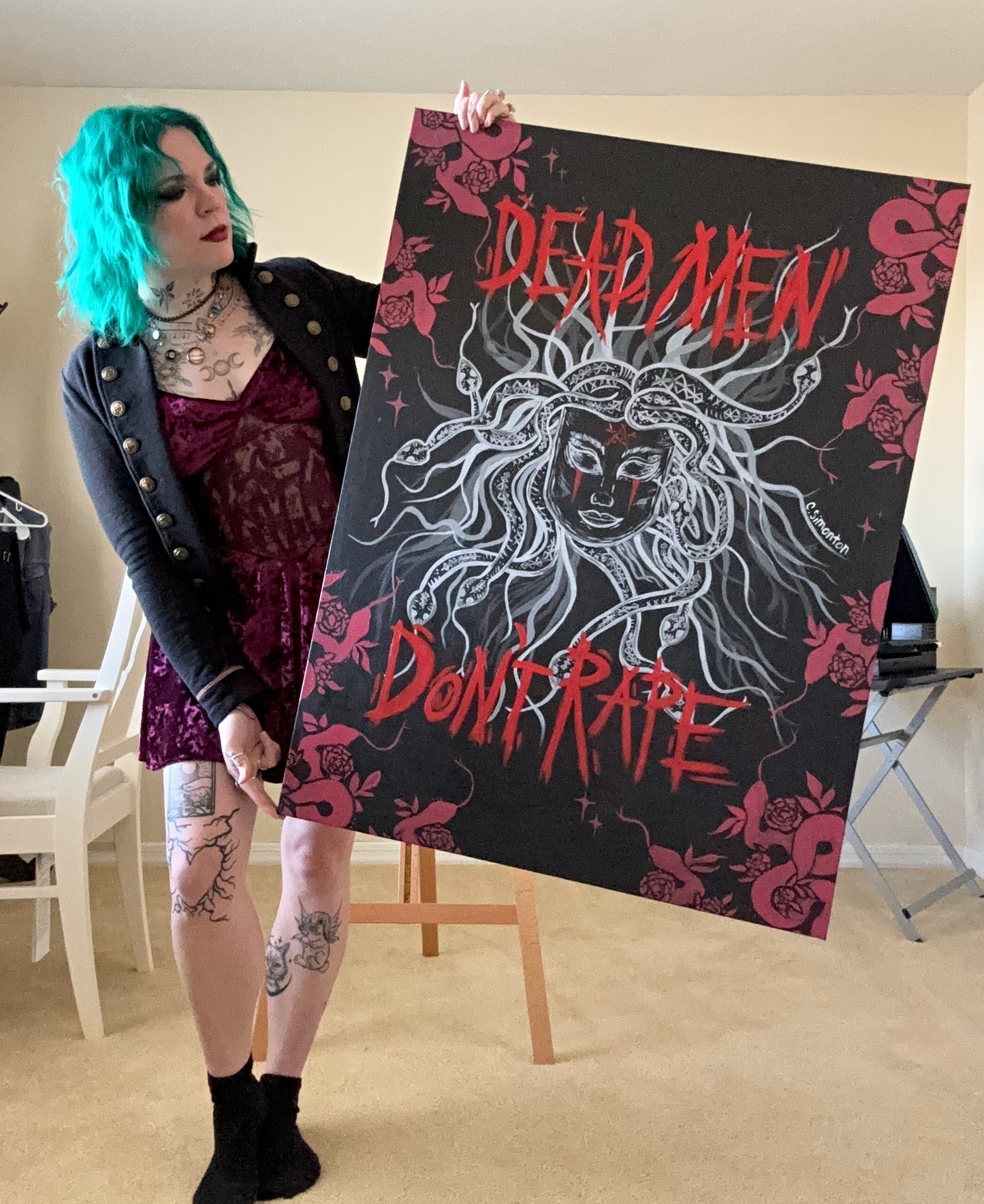 Medusa Dead Men Don't Rape Acrylic Painting