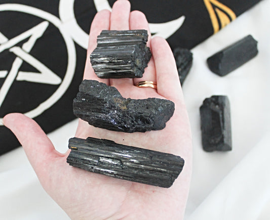 Medium Black Tourmaline Raw Crystals