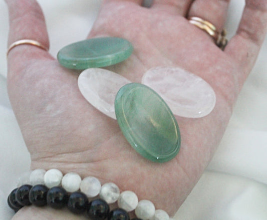 Green Aventurine and Rose Quartz Worry Stone