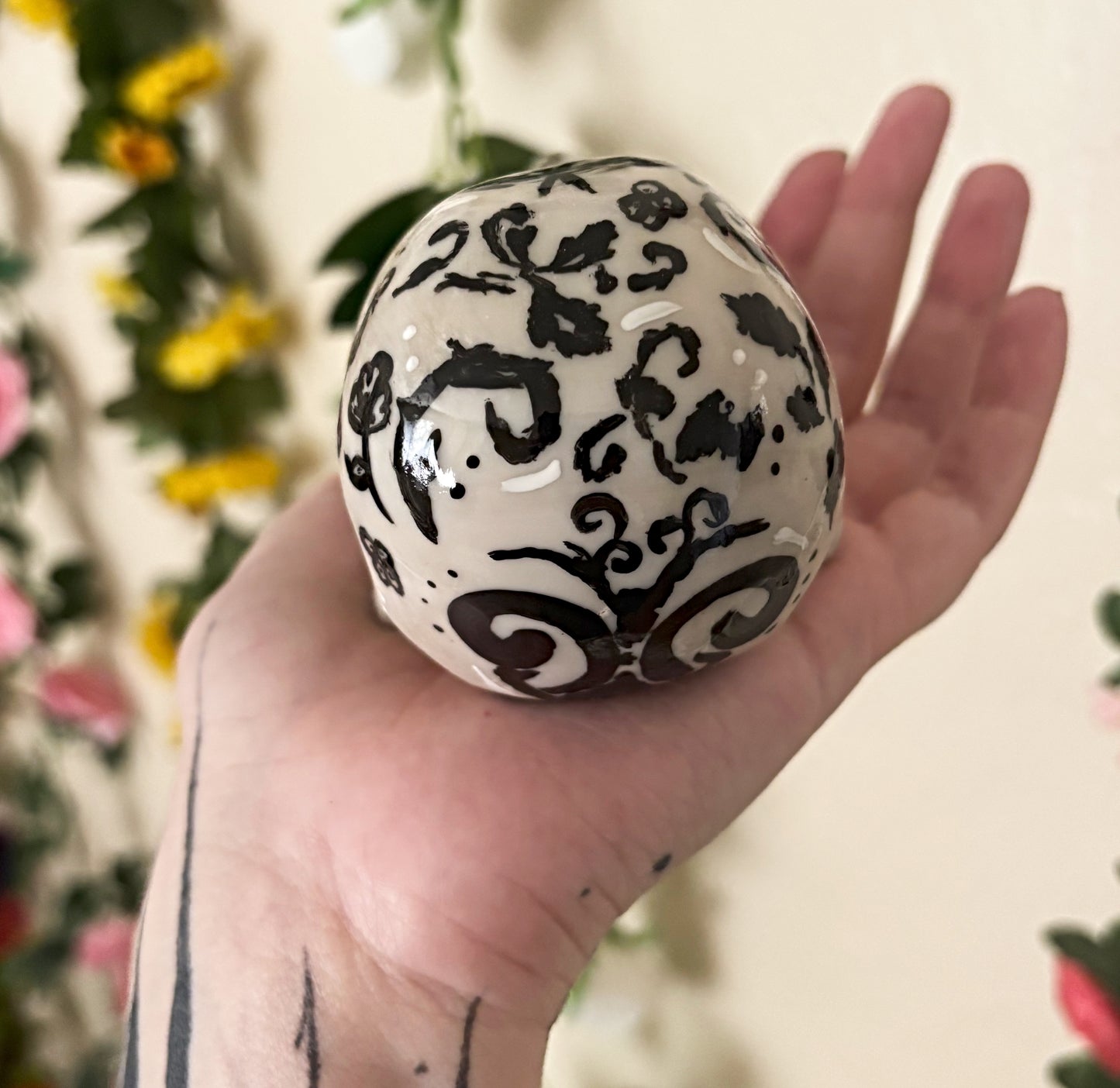 Hand Painted Pentacle Raven Skull
