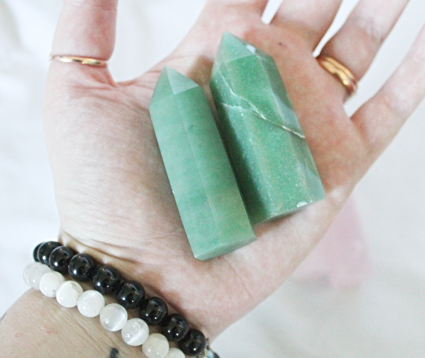 Green Aventurine and Rose Quartz Points