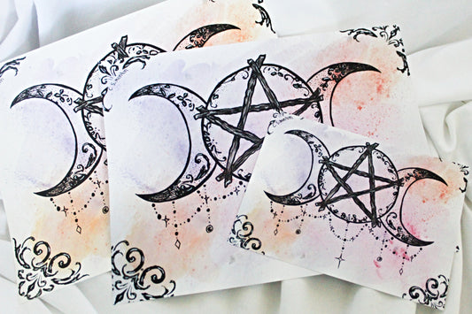Triple Moon Pentacle Art Print