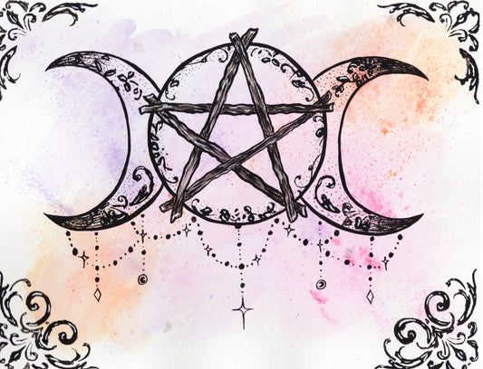 Triple Moon Pentacle Art Print