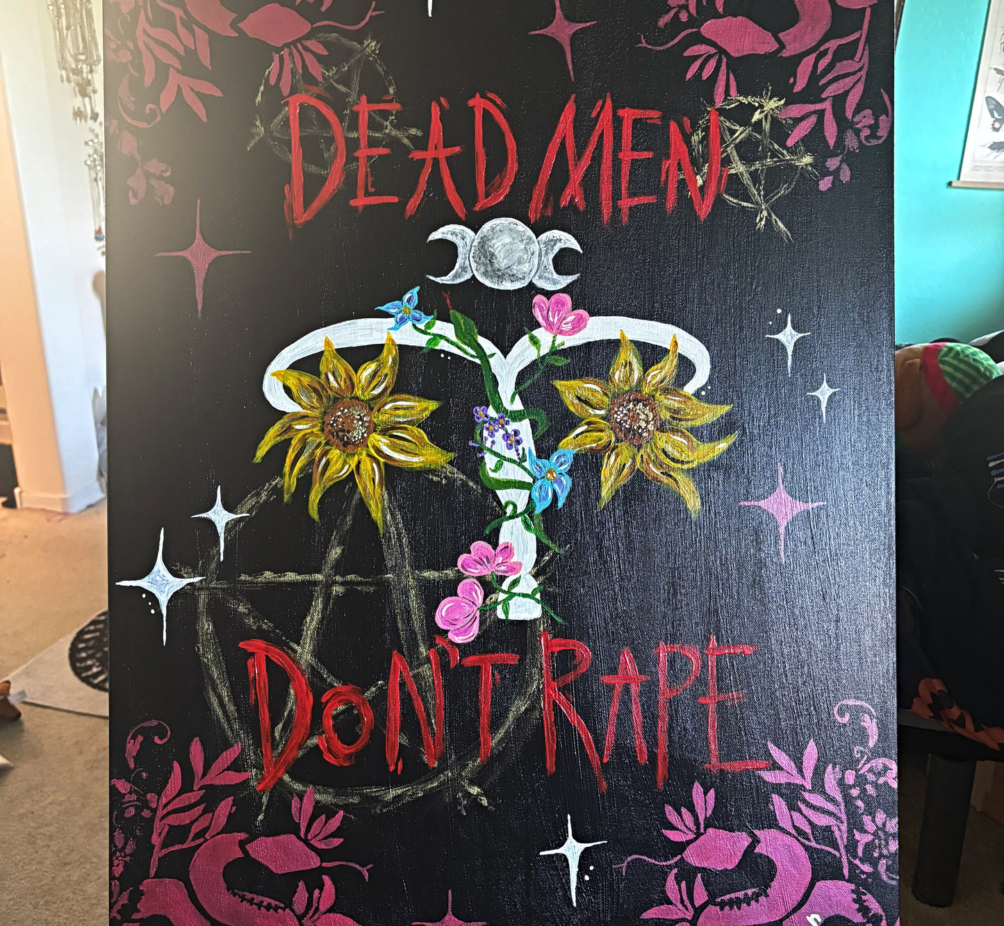 Dead Men Don't Rape Acrylic Painting on Stretched Canvas