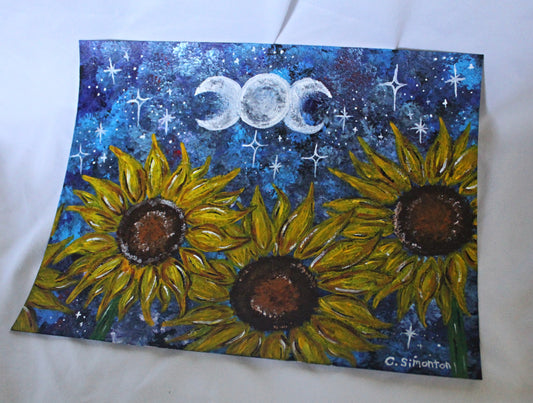 Sunflower Triple Moon Art Print