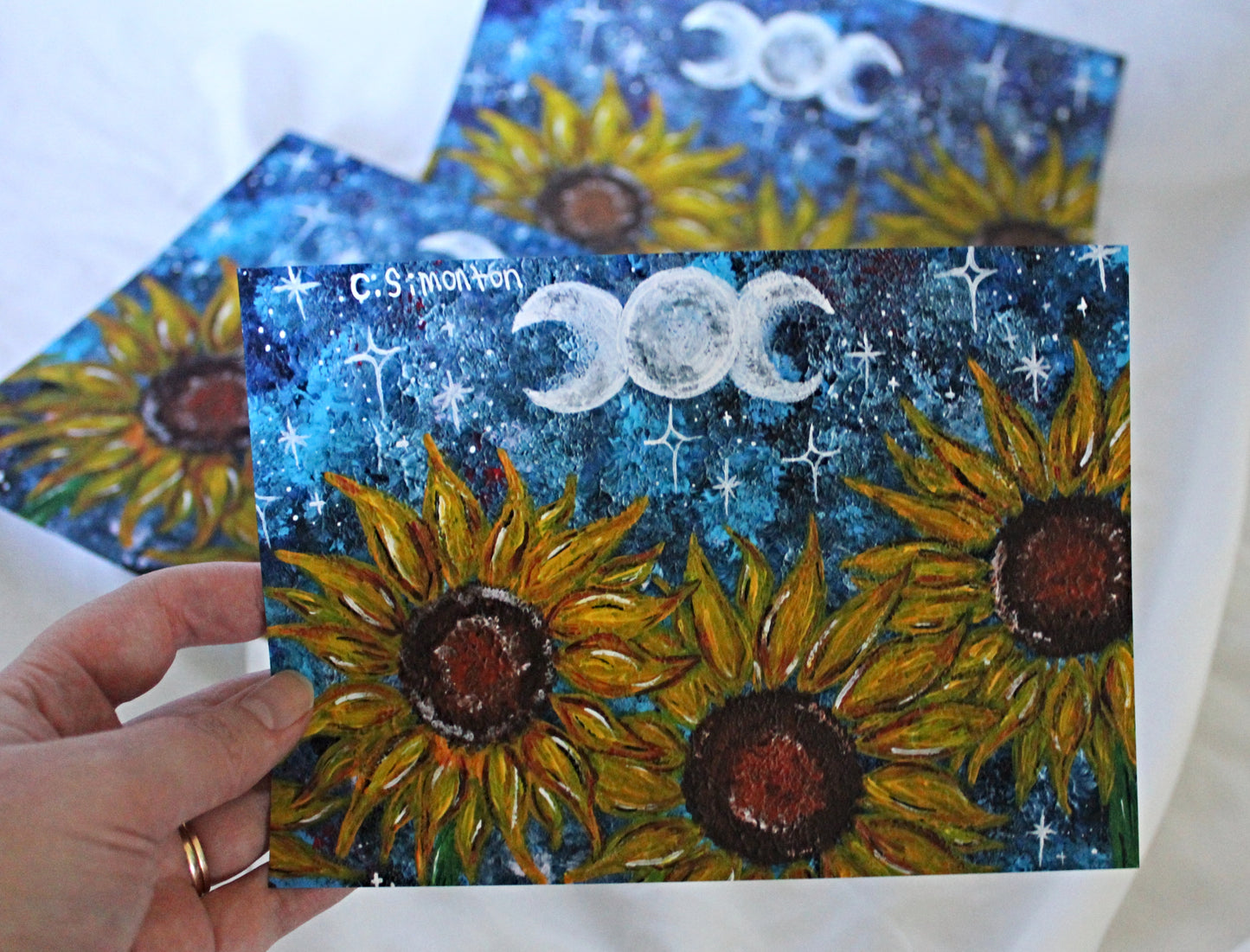 Sunflower Triple Moon Art Print