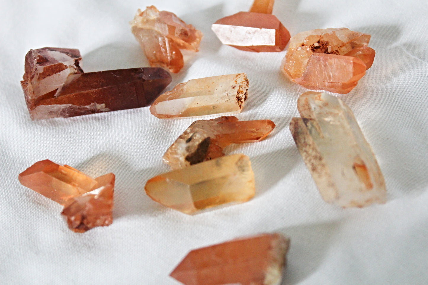 Tangerine Quartz Raw Crystal Clusters and Points