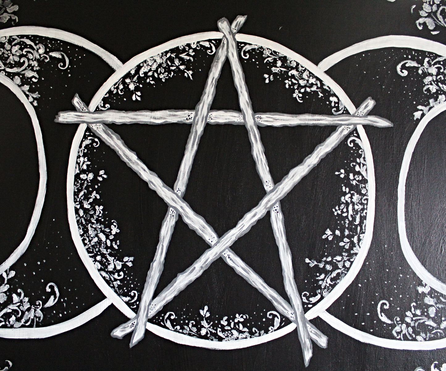 Large Triple Moon Acrylic Painting
