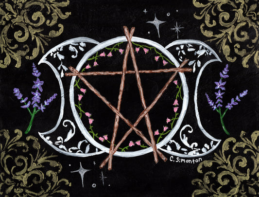 Whimsigoth Triple Moon Pentacle Art Print