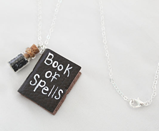 Book of Spells and Spell Jar Necklace