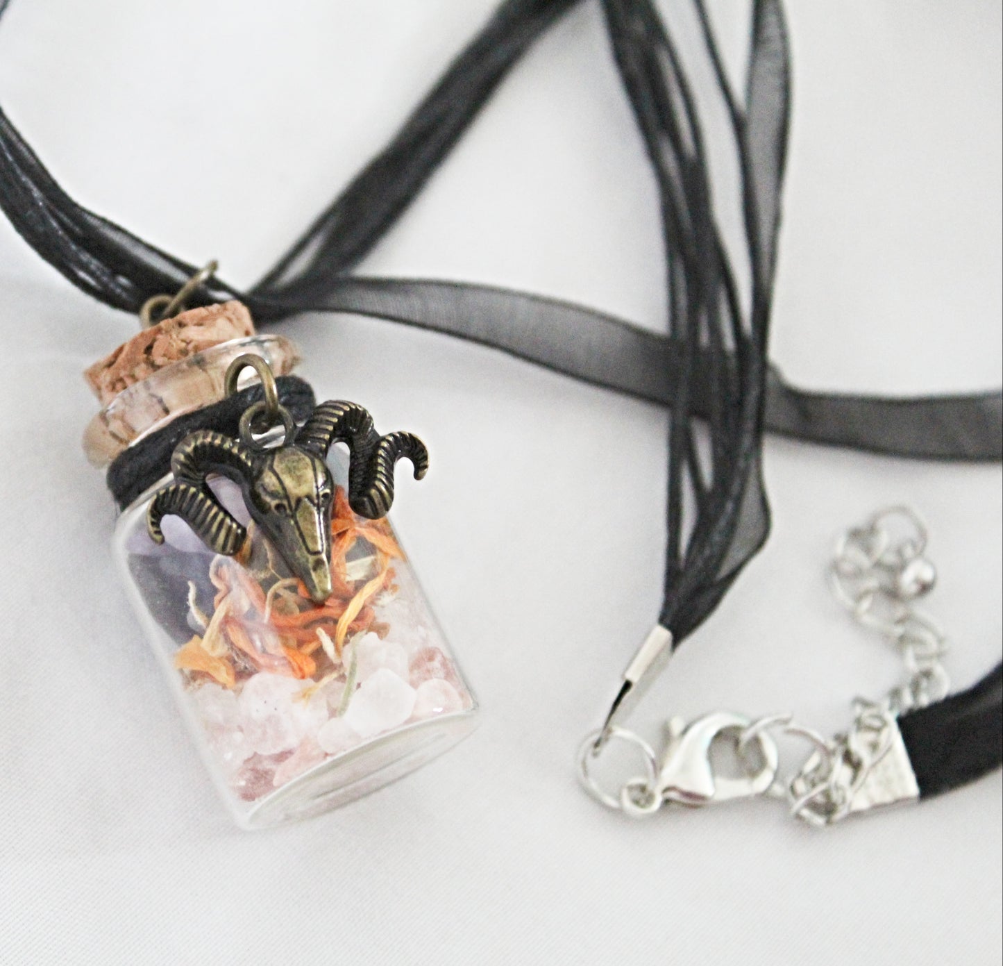 Ram Skull Little Jar of Happiness Necklace