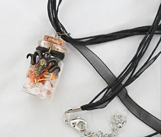Ram Skull Little Jar of Happiness Necklace