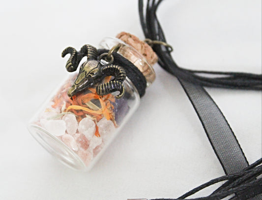 Ram Skull Little Jar of Happiness Necklace