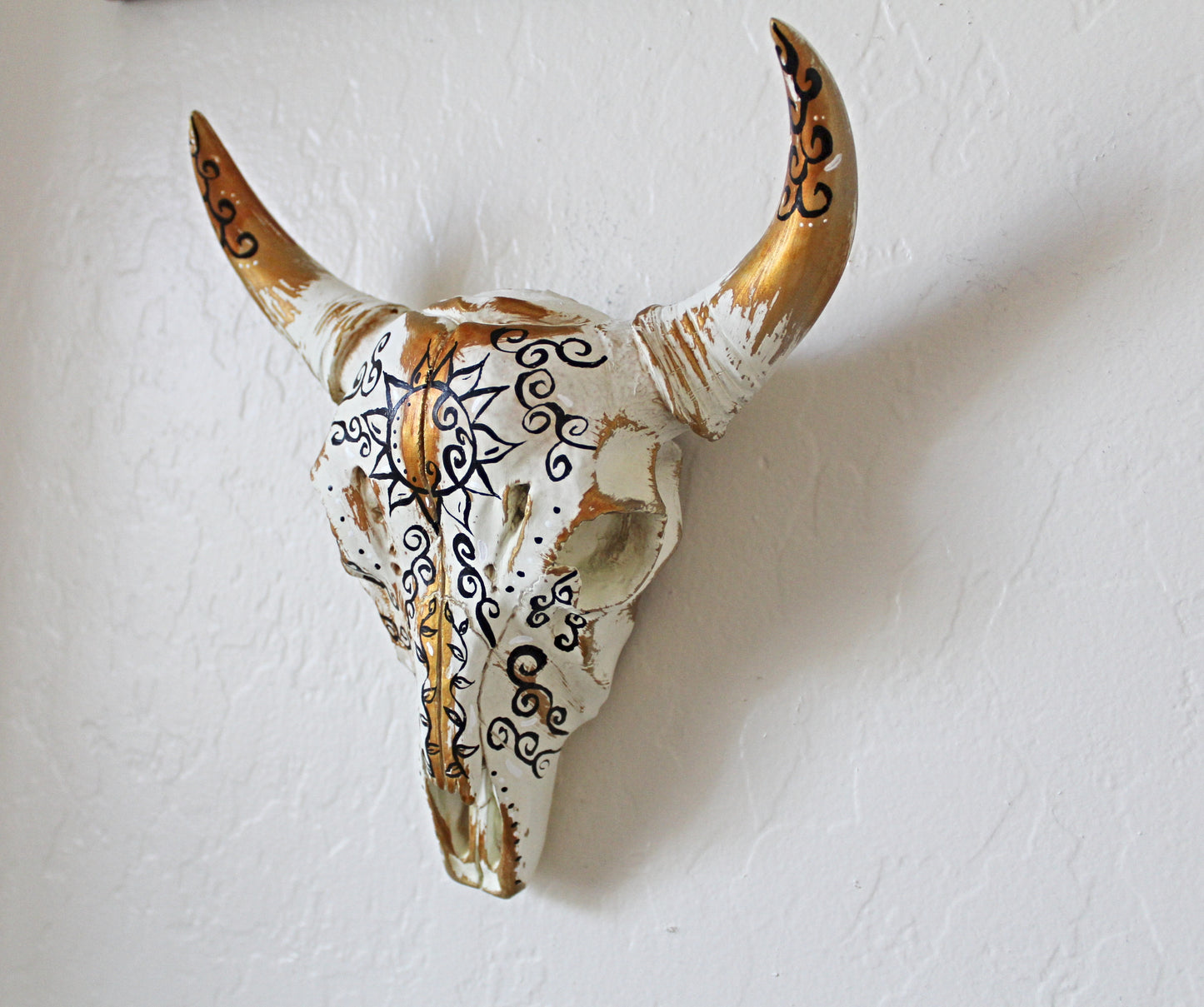 Golden Sun Bull Skull Wall Hanging