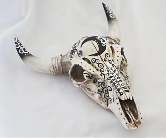 Crescent Moon Bull Skull Wall Hanging