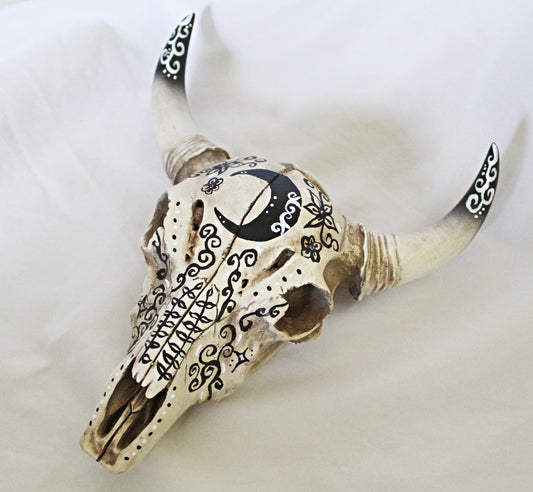 Crescent Moon Bull Skull Wall Hanging