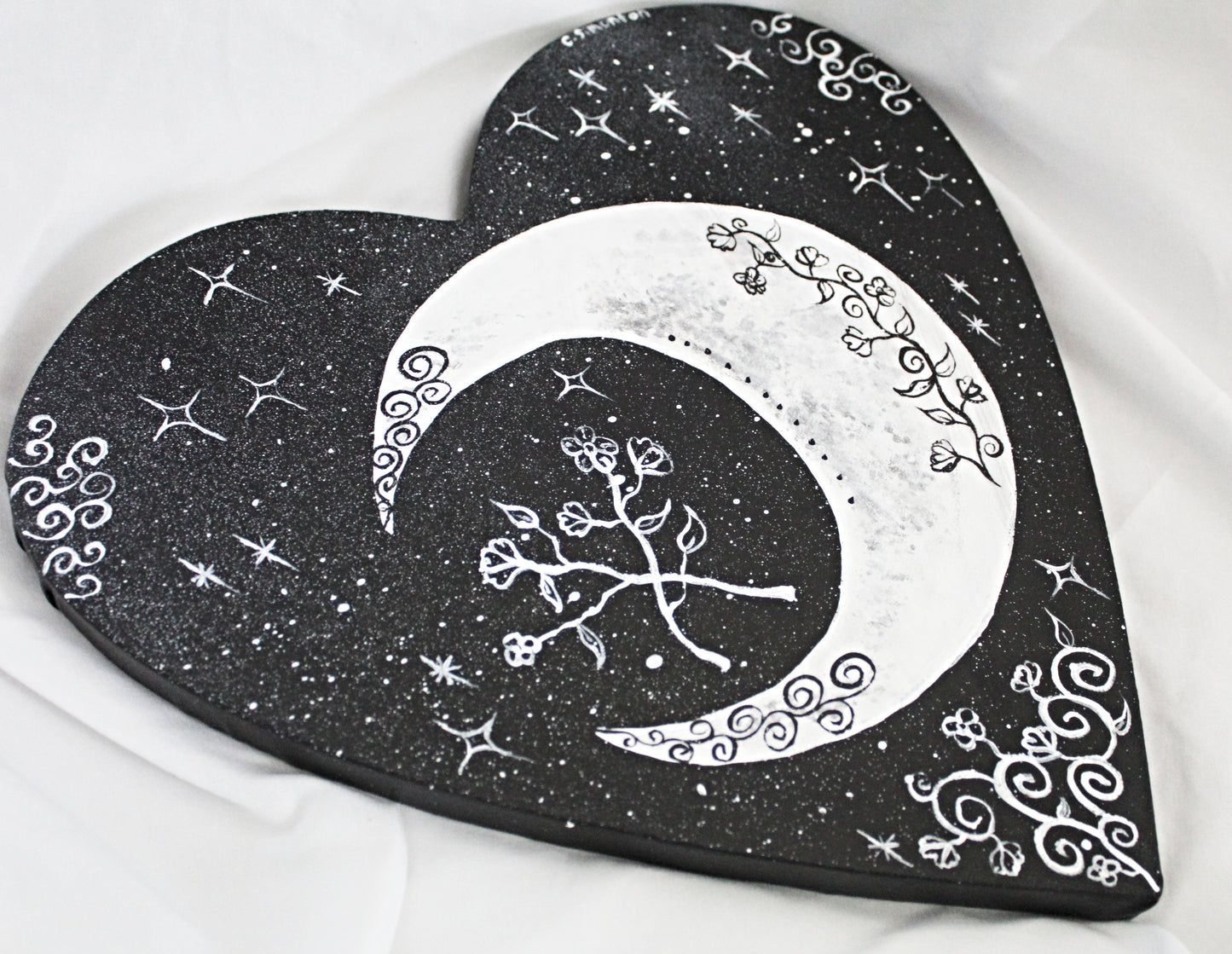 Heart Crescent Moon Painting