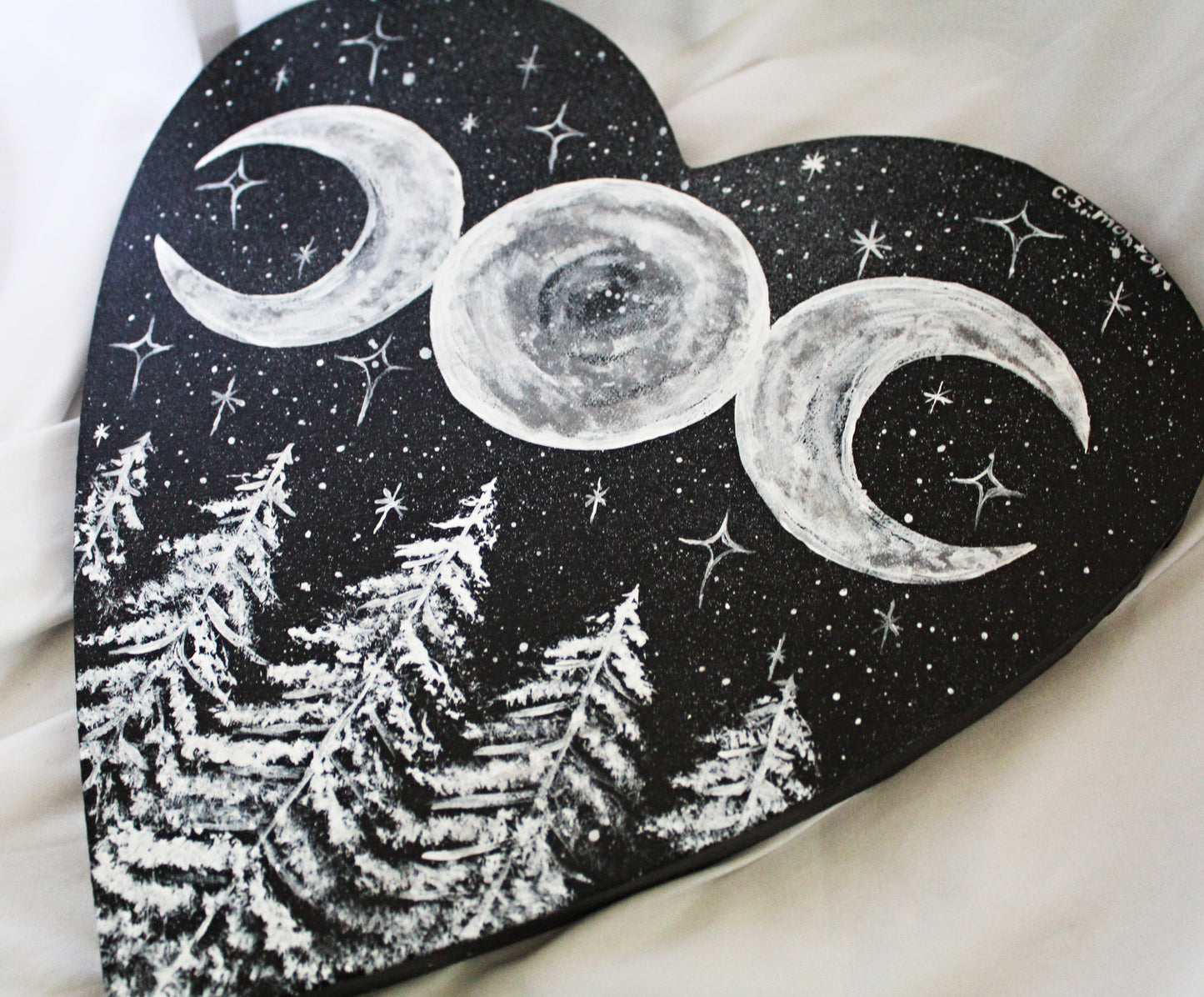 Heart Triple Moon Forest Painting