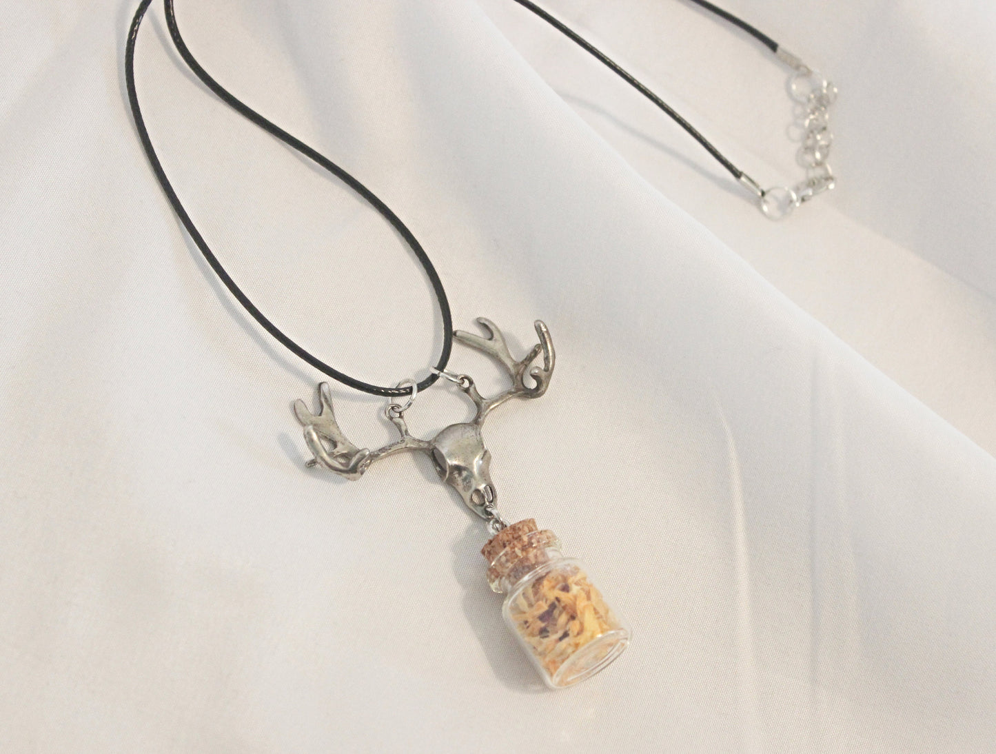 Elk Skull Spell Jar Necklace - Wildflower Moon Magic