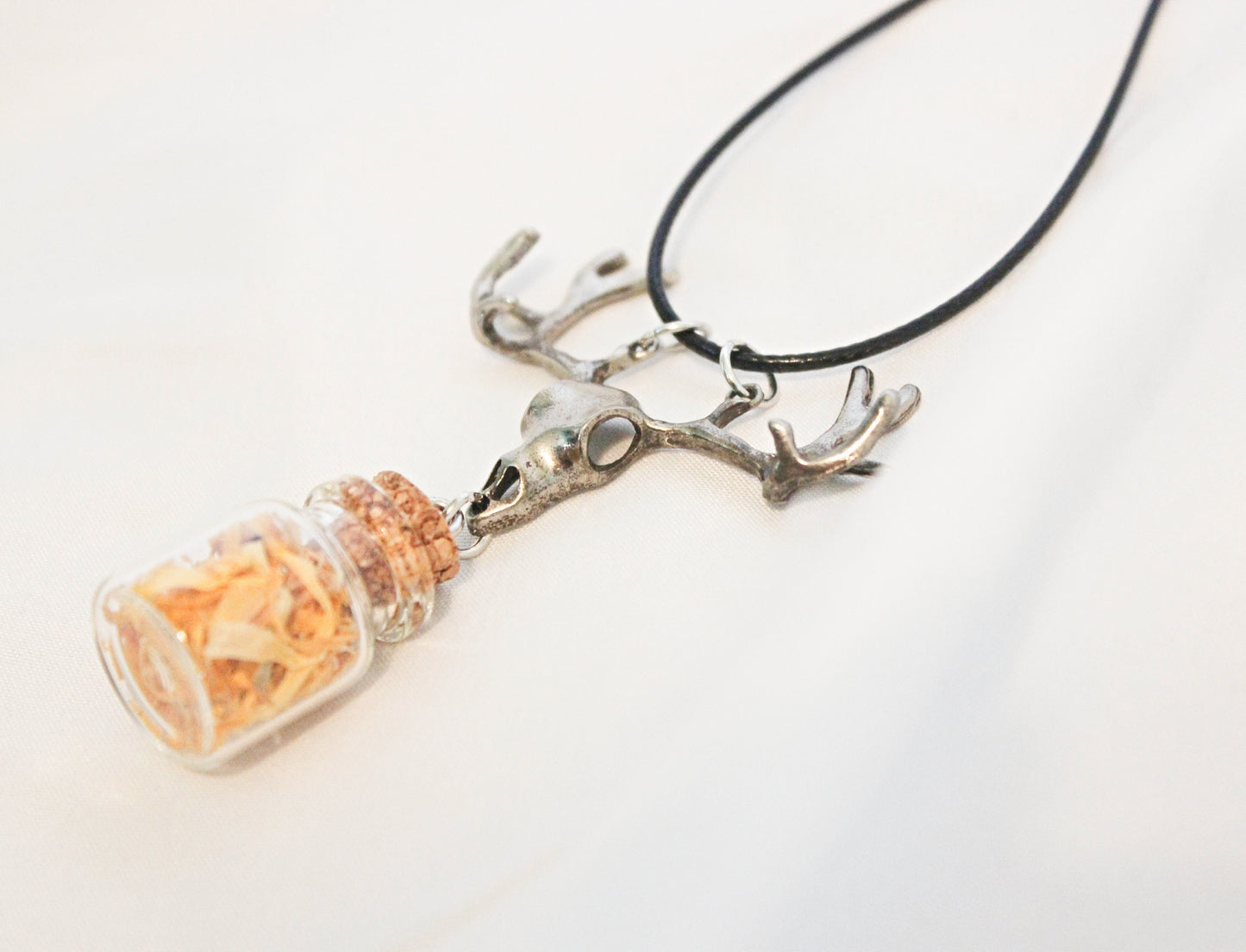 Elk Skull Spell Jar Necklace - Wildflower Moon Magic