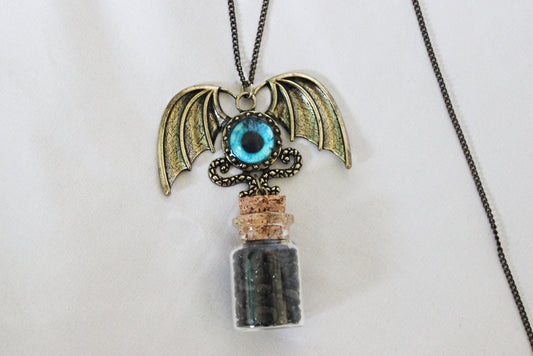 Dragon Eye Black Tourmaline Spell Jar Necklace - Wildflower Moon Magic