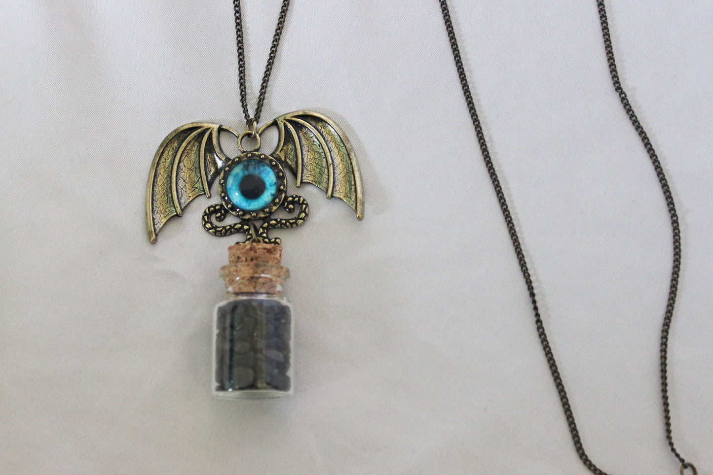 Dragon Eye Black Tourmaline Spell Jar Necklace - Wildflower Moon Magic