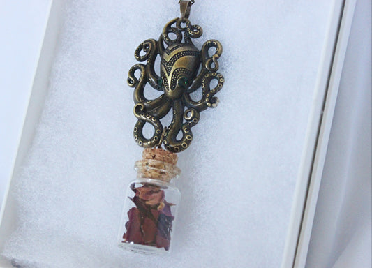 Octopus Spell Jar Necklace - Wildflower Moon Magic