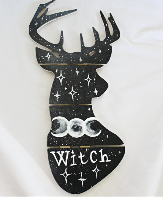 Triple Moon Witchy Deer Wall Hanging - Wildflower Moon Magic