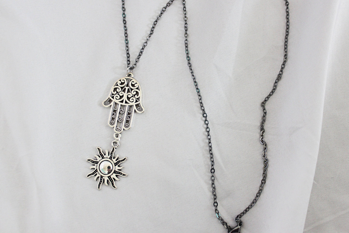 Hamsa and Sun Necklace - Wildflower Moon Magic