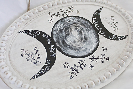 Triple Moon and Wildflowers Wall Hanging - Wildflower Moon Magic