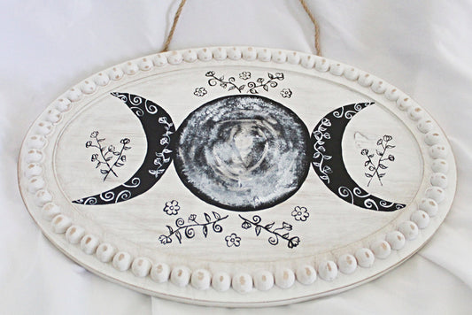 Triple Moon and Wildflowers Wall Hanging - Wildflower Moon Magic