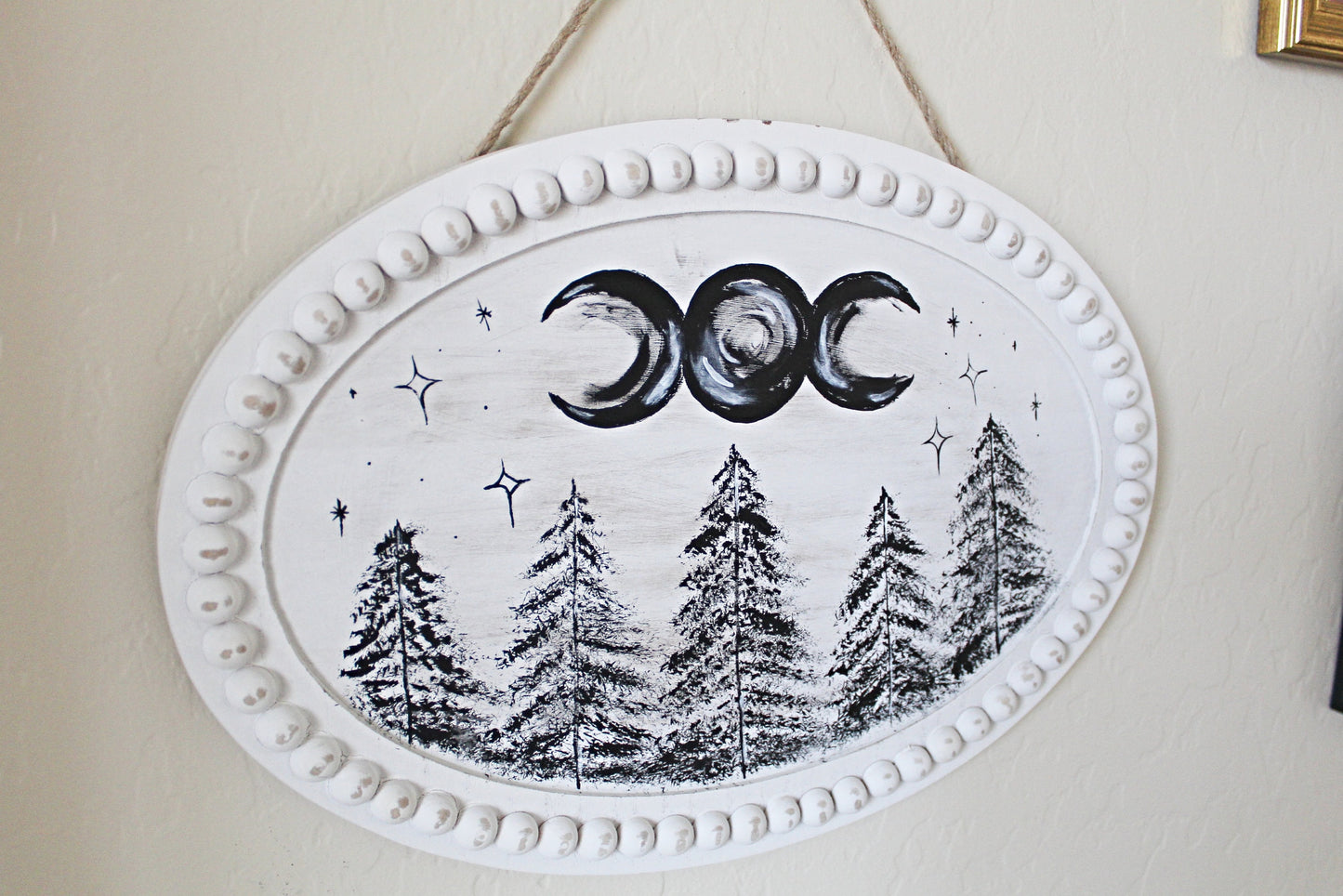 Witch Wall Hanging, Forest Wall Hanging, Triple Moon Symbol Wall Hanging, Witchy Décor - Wildflower Moon Magic