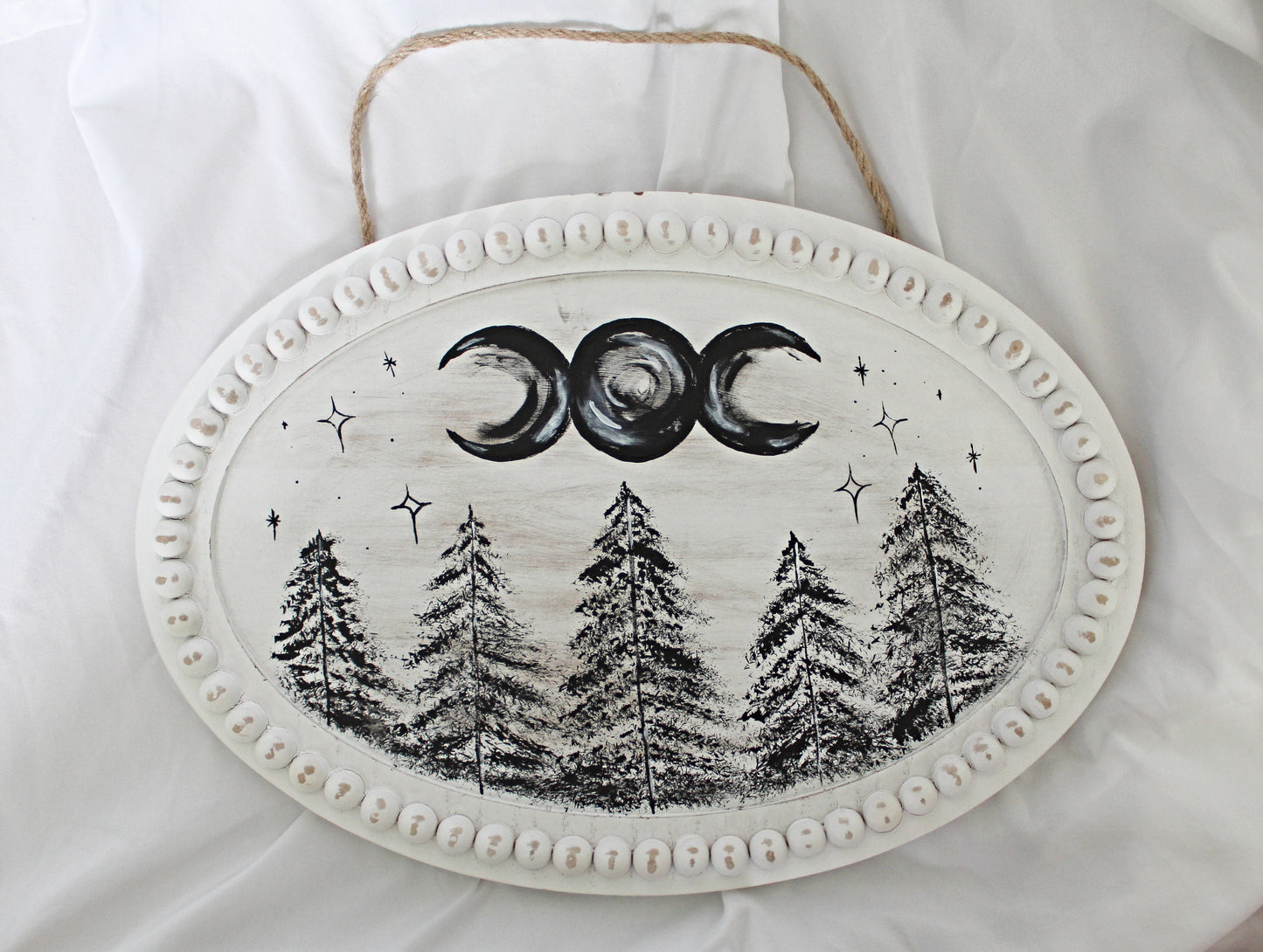 Witch Wall Hanging, Forest Wall Hanging, Triple Moon Symbol Wall Hanging, Witchy Décor - Wildflower Moon Magic