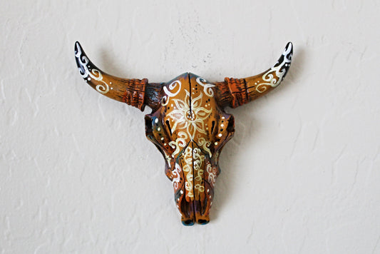 Miniature Bull Skull Floral Wall Hanging