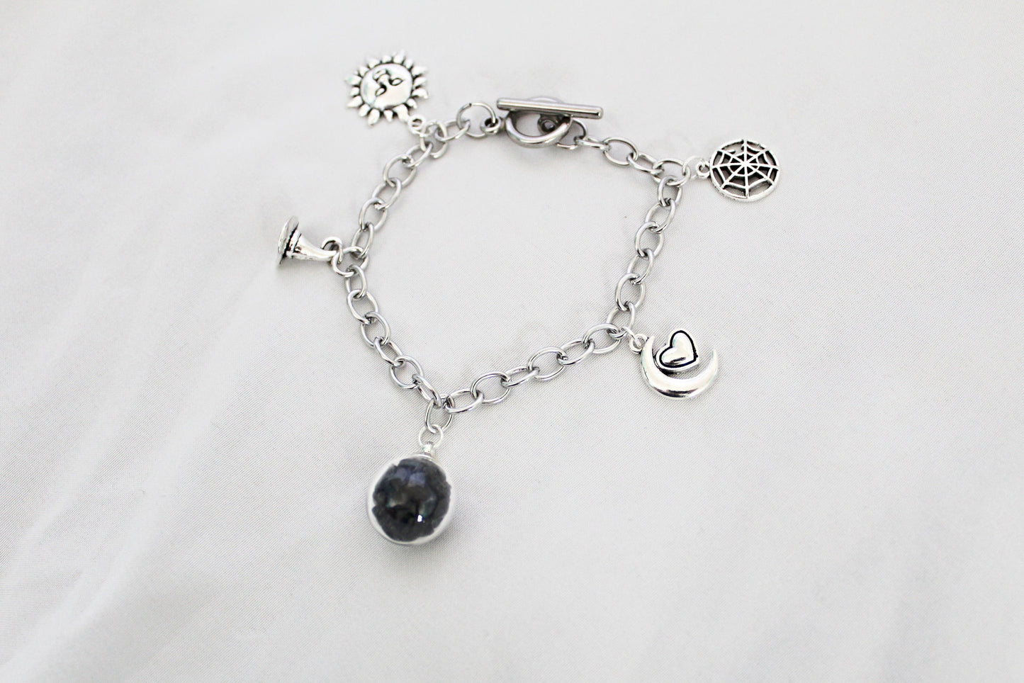 Witch Charm Bracelet Featuring Black Tourmaline - Wildflower Moon Magic